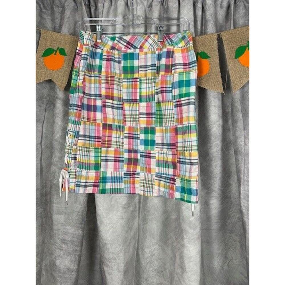 Talbots Woman’s Madras Plaid Lace Up Sides Skirt Size 2 - Picture 2 of 7
